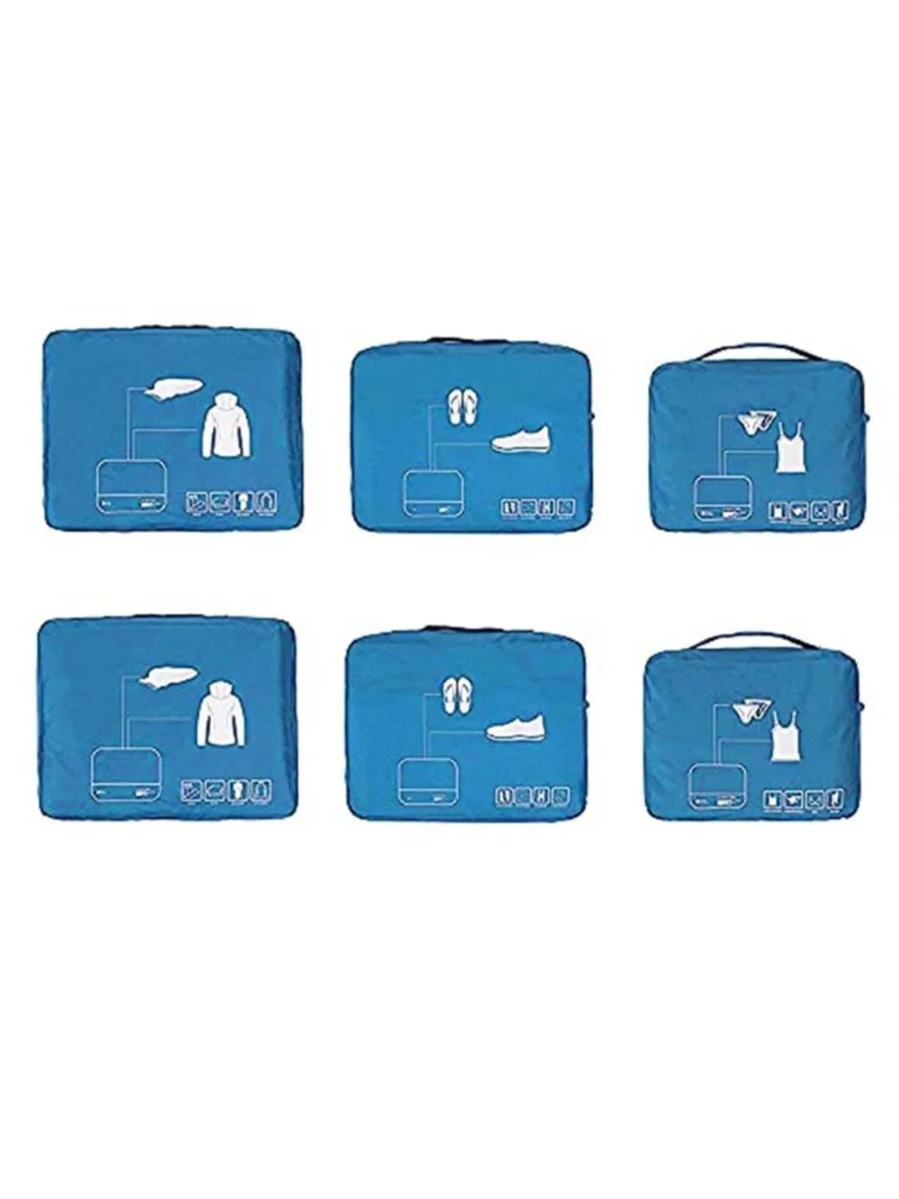6 Set Packing Cubes Travel Organizer Suitcase Luggage Bag Sky Blue Nylon Light